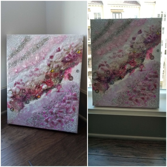 [SOLD]✔ORIGINAL GLASS, RESIN, MIXED MEDIA ART - Picture 2 of 8